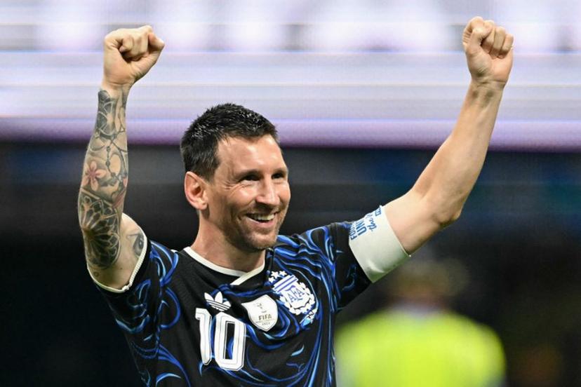 Argentina's forward #10 Lionel Messi celebrates after winning the 2026 World Cup football tournament semi-final match between England and Argentina at the Atlanta Stadium in Atlanta on July 15, 2026. ROBERTO SCHMIDT / AFP