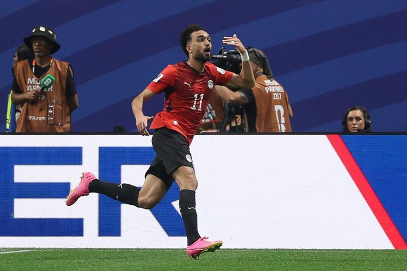 Egypt's midfielder #11 Mostafa Ziko celebrates after scoring his team's second goal during the 2026 World Cup round of 16 football match between Argentina and Egypt at Atlanta Stadium in Atlanta on July 7, 2026. Odd ANDERSEN / AFP