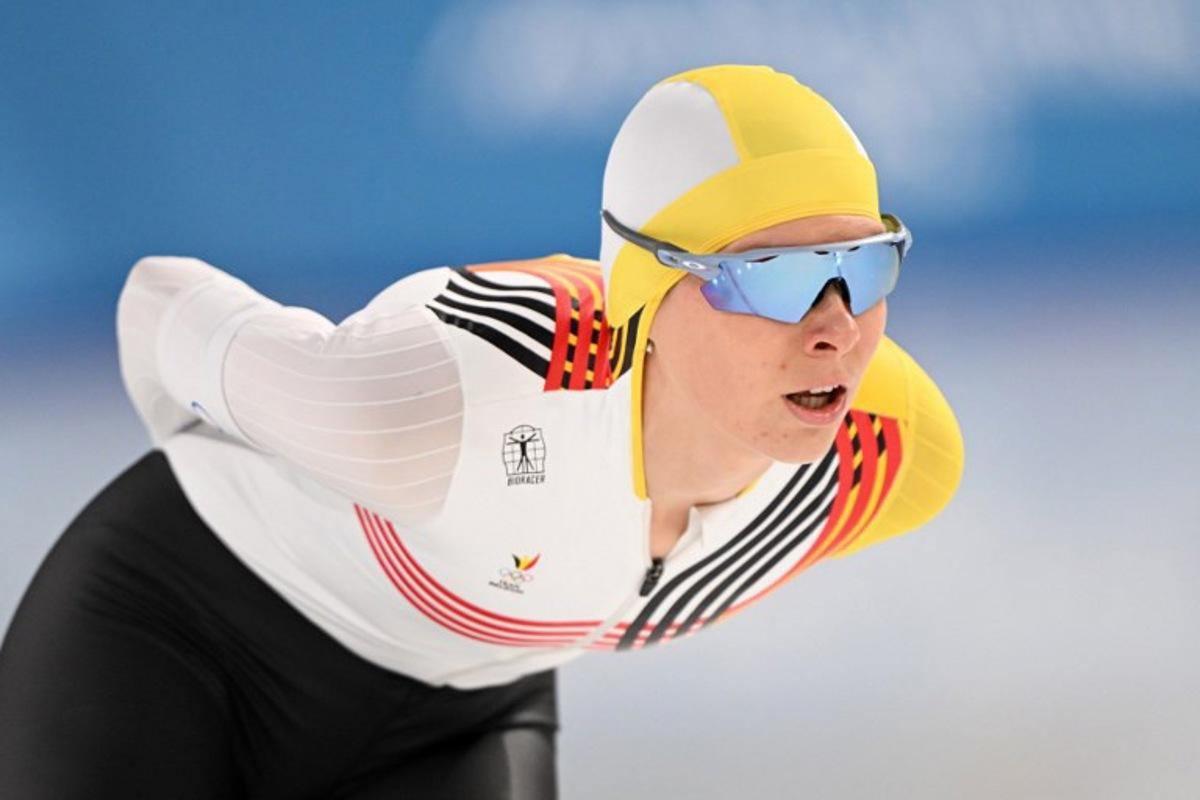 Belgium's Sandrine Tas competes in the speed skating women's 5000m during the Milano Cortina 2026 Winter Olympic Games at Milano Speed Skating Stadium in Milan on February 12, 2026. Daniel MUNOZ / AFP