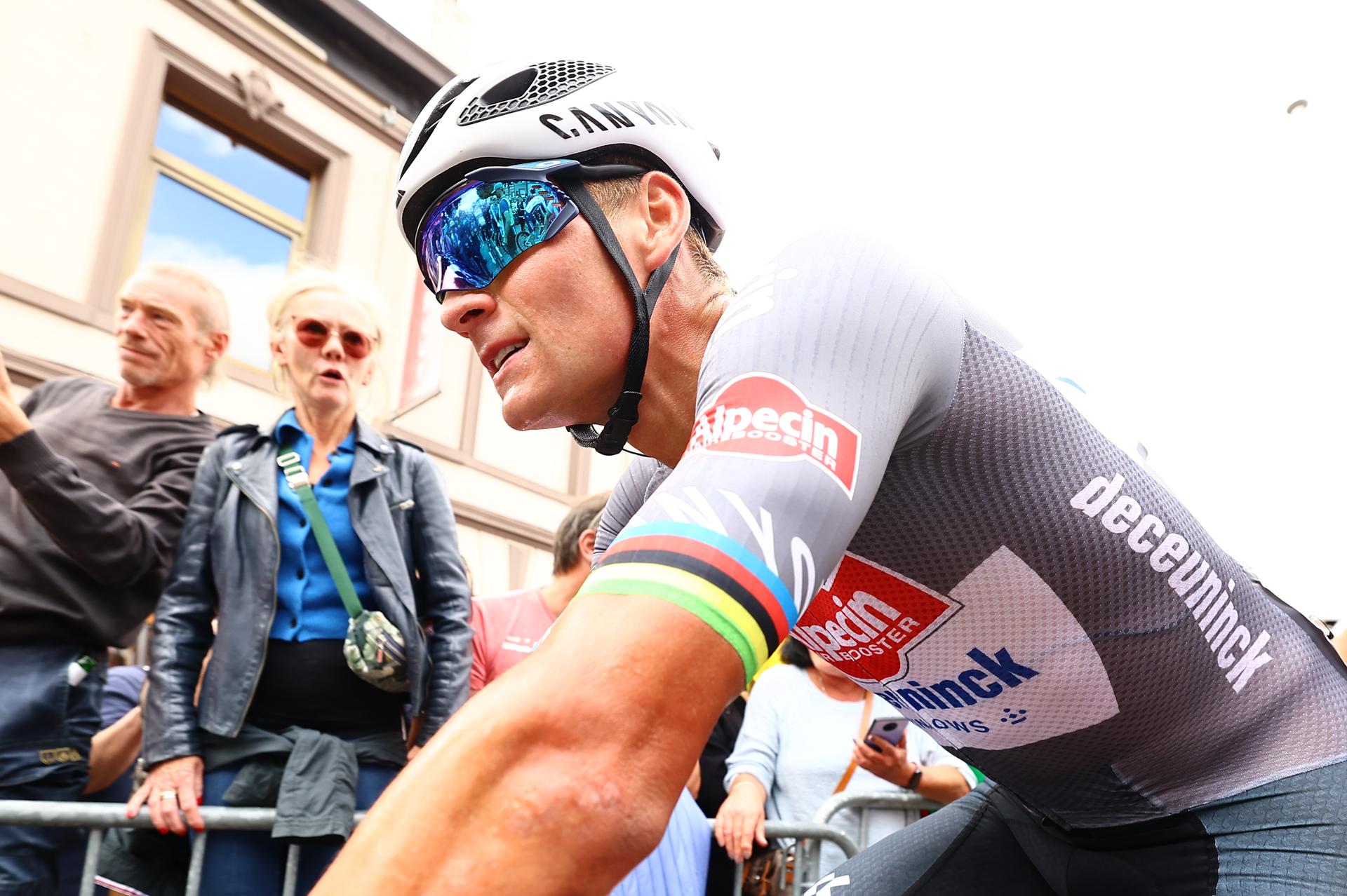 Dutch Mathieu van der Poel of Alpecin-Deceuninck pictured after winning the third stage of the 'Renewi Tour' multi-stage cycling race, from Aalter to Geraardsbergen (179,9 km) on Friday 22 August 2025. The five-day race takes place in Belgium and the Netherlands. BELGA PHOTO DAVID PINTENS