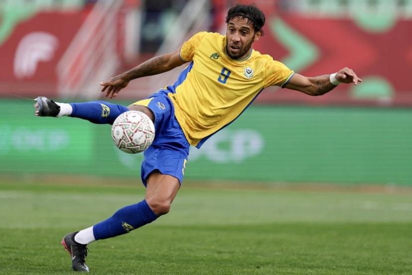 Gabon's forward #09 Pierre-Emerick Aubameyang controls the ball during the Africa Cup of Nations (CAN) Group F football match between Gabon and Mozambique at Grand Stadium in Agadir on December 28, 2025. FRANCK FIFE / AFP