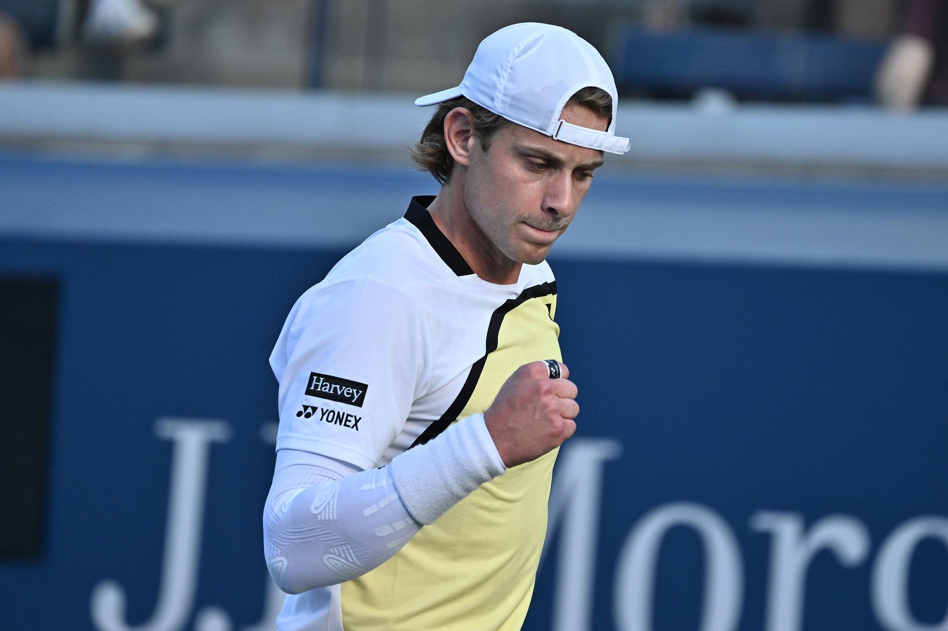 Zizou Bergs of Belgium reacts as he plays against Botic Van De Zandschulp of the Netherlands during the Men's singles Round 3 of the 2026 US Open Tennis Championship, USTA Billie Jean King National Tennis Center in Flushing Meadow-Corona Park, in the Queens borough of New York, NY, September 5, 2026. (Photo by Anthony Behar/Sipa USA) BELGA PHOTO BENELUX ONLY