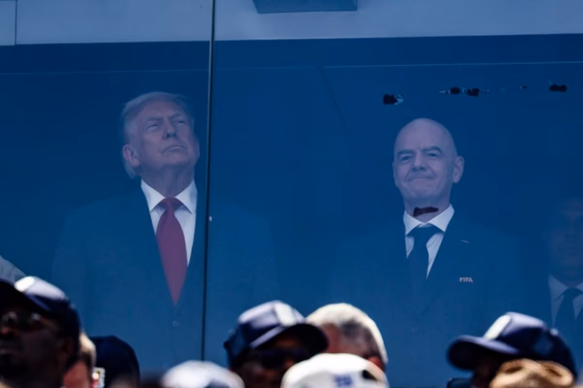 US President Donald Trump and FIFA President Gianni Infantino attend the 2026 World Cup football final between Spain and Argentina in East Rutherford, New Jersey on July 19, 2026. Odd ANDERSEN / AFP
