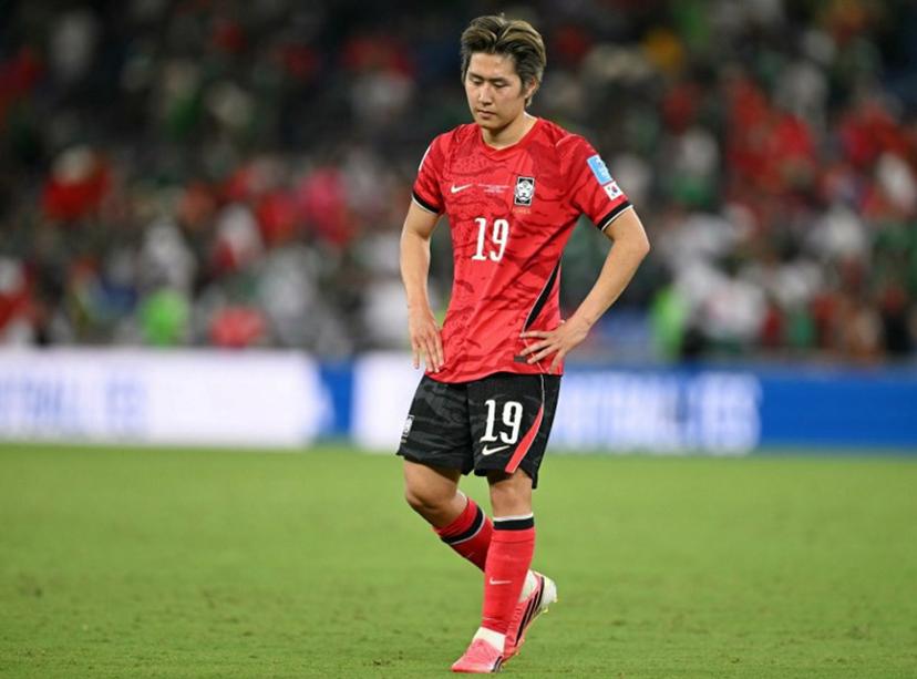South Korea's midfielder #19 Lee Kang-in reacts after his team lost the 2026 World Cup Group A football match between South Africa and South Korea at the Monterrey Stadium in Guadalupe, Mexico, on June 24, 2026. Yuri CORTEZ / AFP