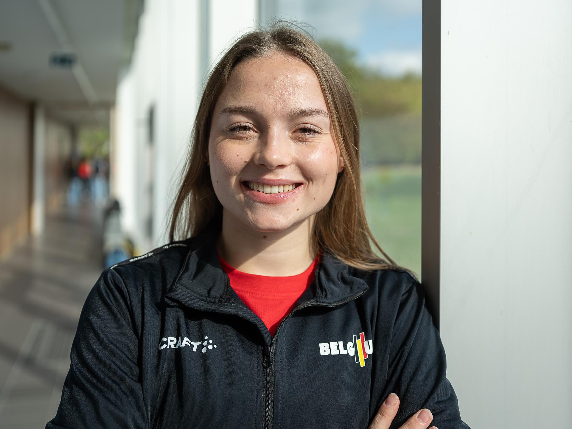 Belgian gymnast Jade Vansteenkiste poses for the photographer during a press conference to announce the Belgian men's and women's teams that will participate in the Artistic Gymnastics World Championships in Jakarta (19-25/10), on Thursday 09 October 2025, in Gent. BELGA PHOTO JAMES ARTHUR GEKIERE