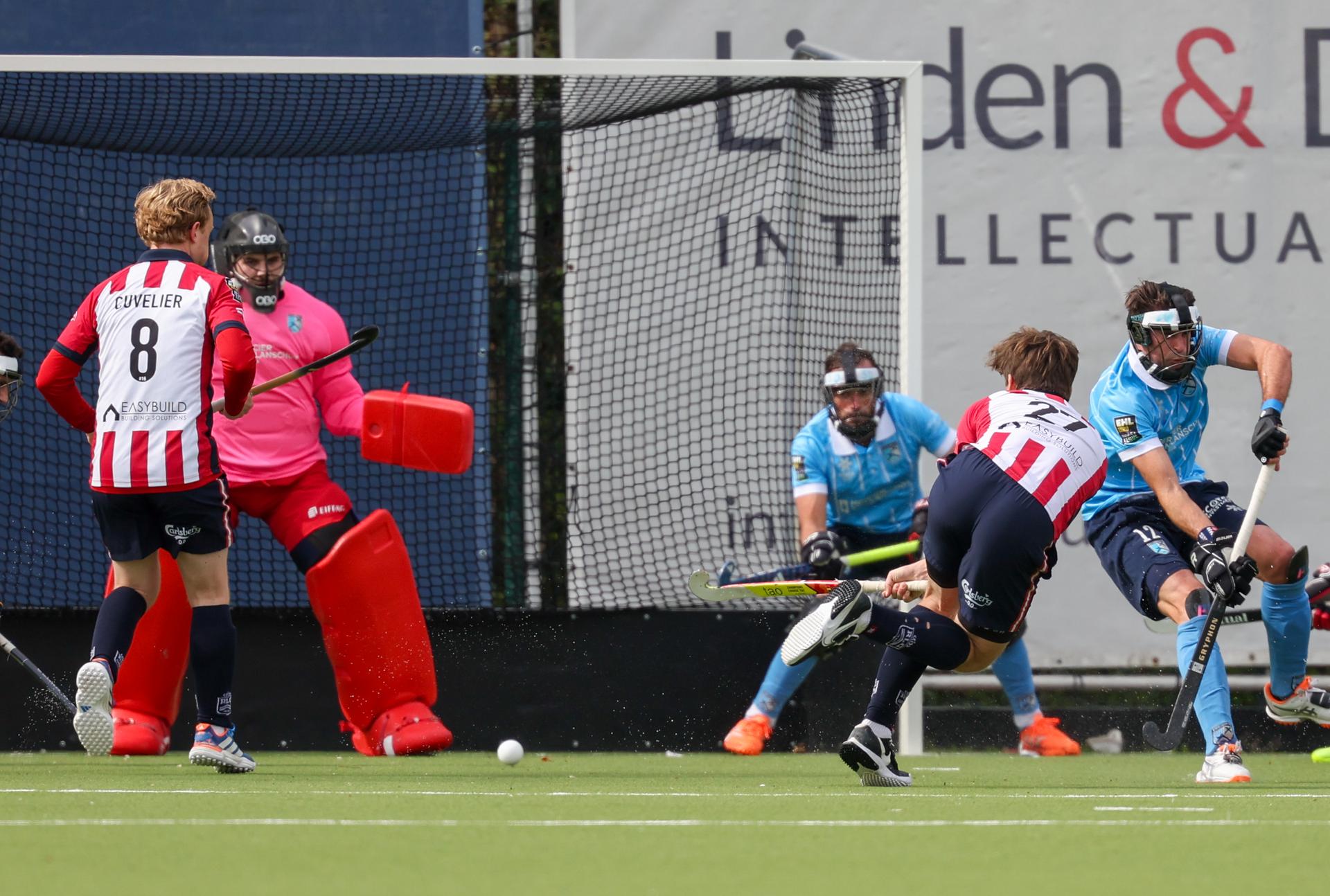 Leopold's Tom Boon scores a goal during a hockey game between Royal Leopold and Braxgata, Sunday 29 March 2026 in Ukkel/ Uccle, Brussels, on day 17 of the Belgian first division hockey championship. BELGA PHOTO VIRGINIE LEFOUR