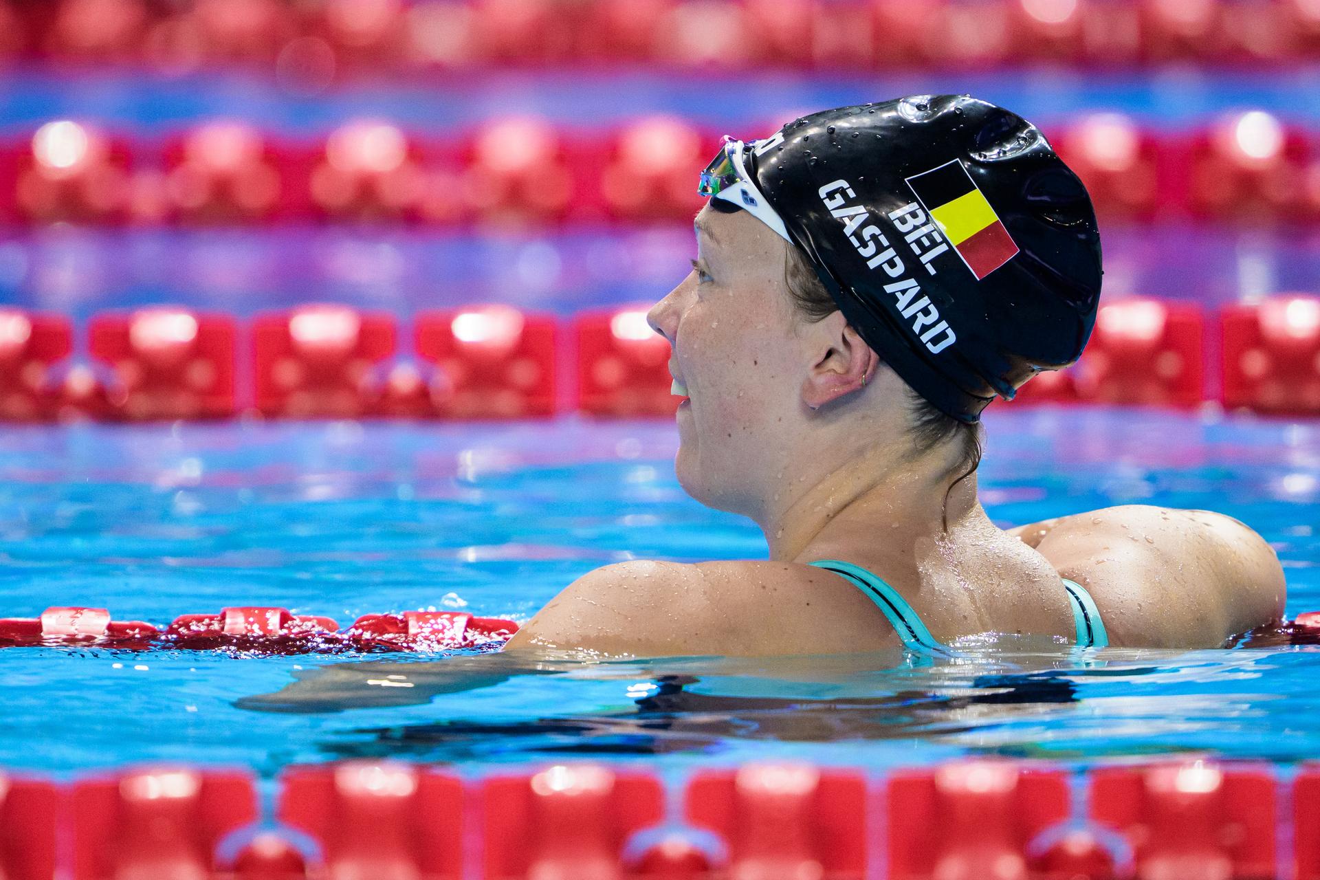 ATTENTION EDITORS - BENELUX ONLY - 250802 Florine Gaspard of Belgium after competing in women's 50 meters freestyle swimming heats during day 23 of the World Aquatics Championships on August 2, 2025 in Singapore. Photo: Joel Marklund / BILDBYRÅN / kod JM / JM0715 bbeng simning swimming svømming sim-vm vm sim-vm 2025 world aquatics championships 2025 dam