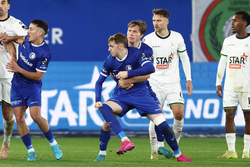 Gent's Max Dean reacts during a soccer match between Oud-Heverlee Leuven and KAA Gent, Sunday 02 November 2025 in Leuven, on day 13 of the 2025-2026 'Jupiler Pro League' first division of the Belgian championship. BELGA PHOTO BRUNO FAHY