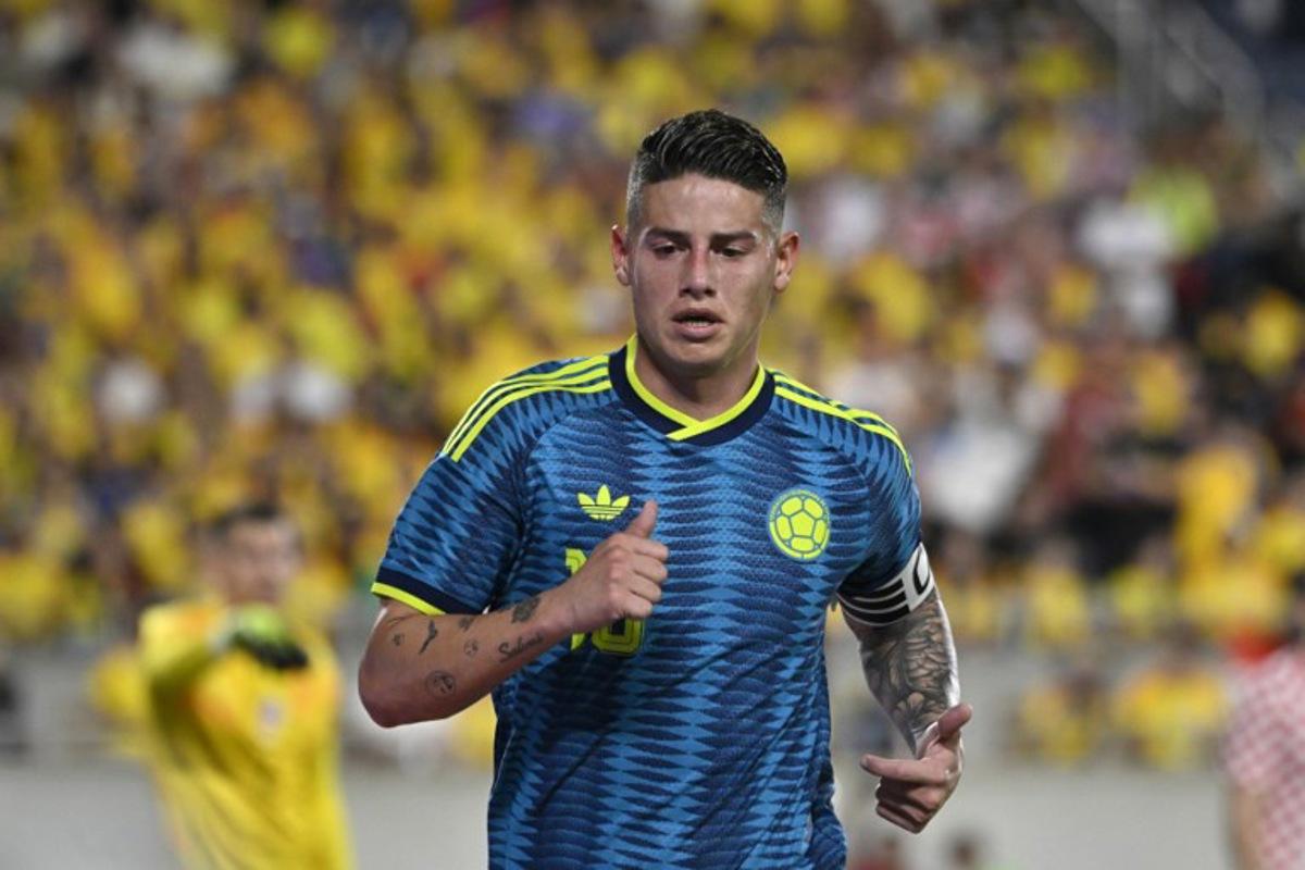 Colombia's midfielder #10 James Rodriguez runs during a friendly football match between Colombia and Croatia at Camping World Stadium in Orlando, Florida, on March 26, 2026. Miguel J. Rodriguez CARRILLO / AFP