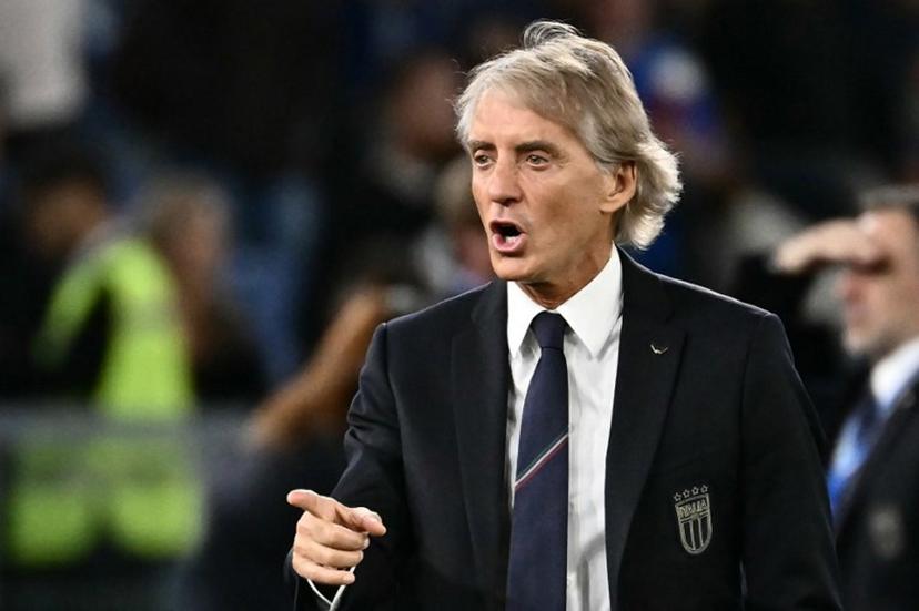 Italy's Italian headcoach Roberto Mancini reacts at the end of the UEFA Nations League (League A, Group 1) football match between Italy and Belgium at the Olympic Stadium in Rome on September 25, 2026. Belgium won 2-0. Filippo MONTEFORTE / AFP