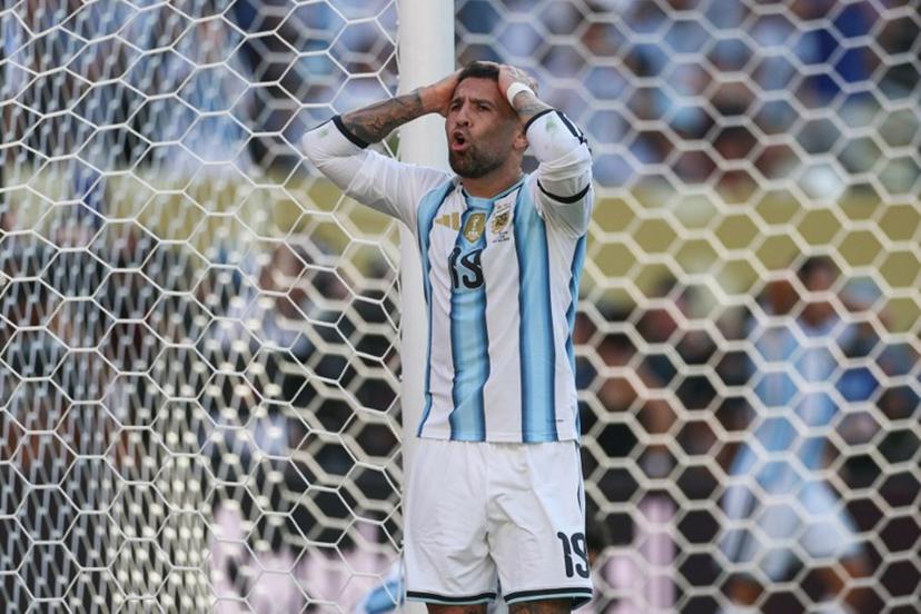 Argentina's defender #19 Nicolas Otamendi reacts during the 2026 World Cup football tournament final match between Spain and Argentina at the New York/New Jersey Stadium in East Rutherford on July 19, 2026. PATRICIA DE MELO MOREIRA / AFP
