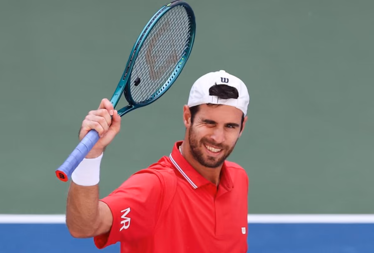 Russia's Karen Khachanov celebrates after defeating Canada's Felix Auger-Aliassime during their men's singles second round tennis match on day five of the US Open tennis tournament at the USTA Billie Jean King National Tennis Center in New York City on September 3, 2026. TIMOTHY A. CLARY / AFP