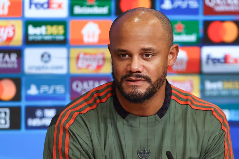 Bayern's head coach Vincent Kompany pictured during a press conference after a game between German club FC Bayern Munchen and Belgian soccer team Club Brugge, on Wednesday 22 October 2025 in Munich, Germany, on day three of the League phase of the UEFA Champions League tournament. BELGA PHOTO BRUNO FAHY