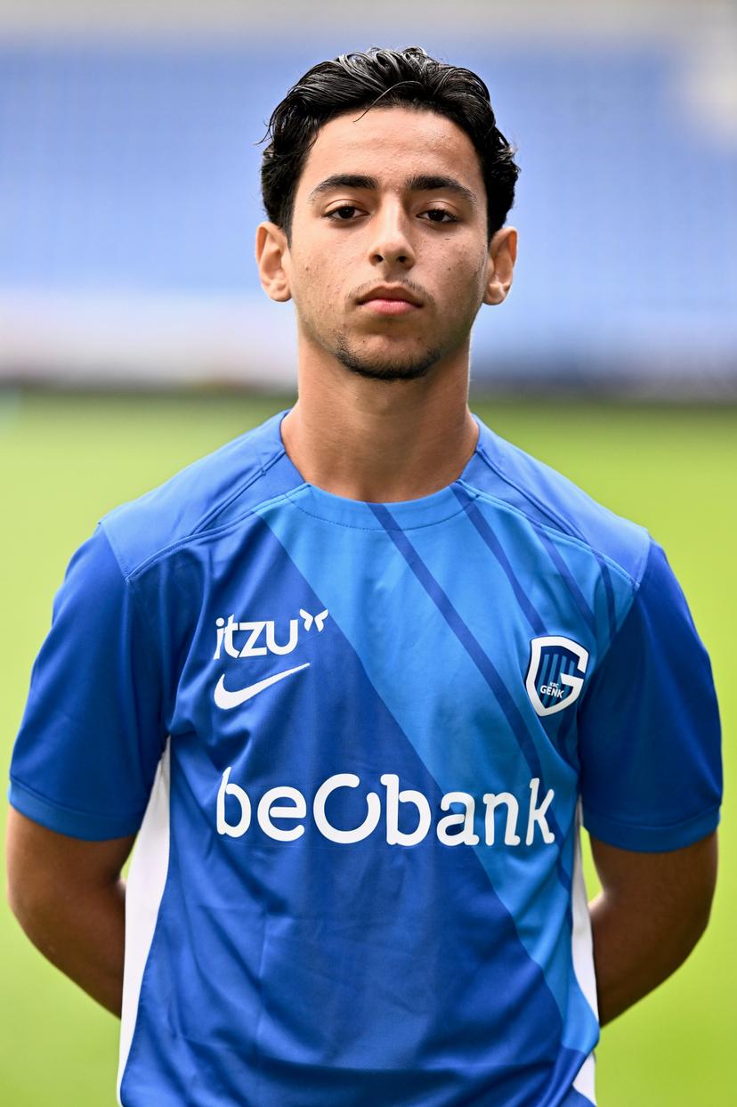 Jong Genk's Ayman Rabhi poses for a portrait at the 2024-2025 season photoshoot of Belgian Challenger Pro League team Jong Genk (U23), Tuesday 16 July 2024 in Genk. BELGA PHOTO JOHAN EYCKENS