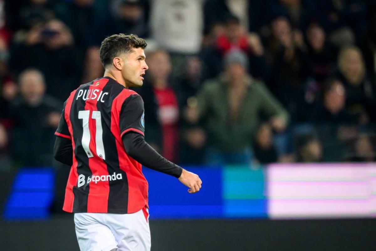 AC Milan's US forward #11 Christian Pulisic celebrates after scoring a goal during the Italian Serie A football match between Udinese and Milan AC at the Friuli Stadium in Udine on October 25, 2026. Jure Makovec / AFP