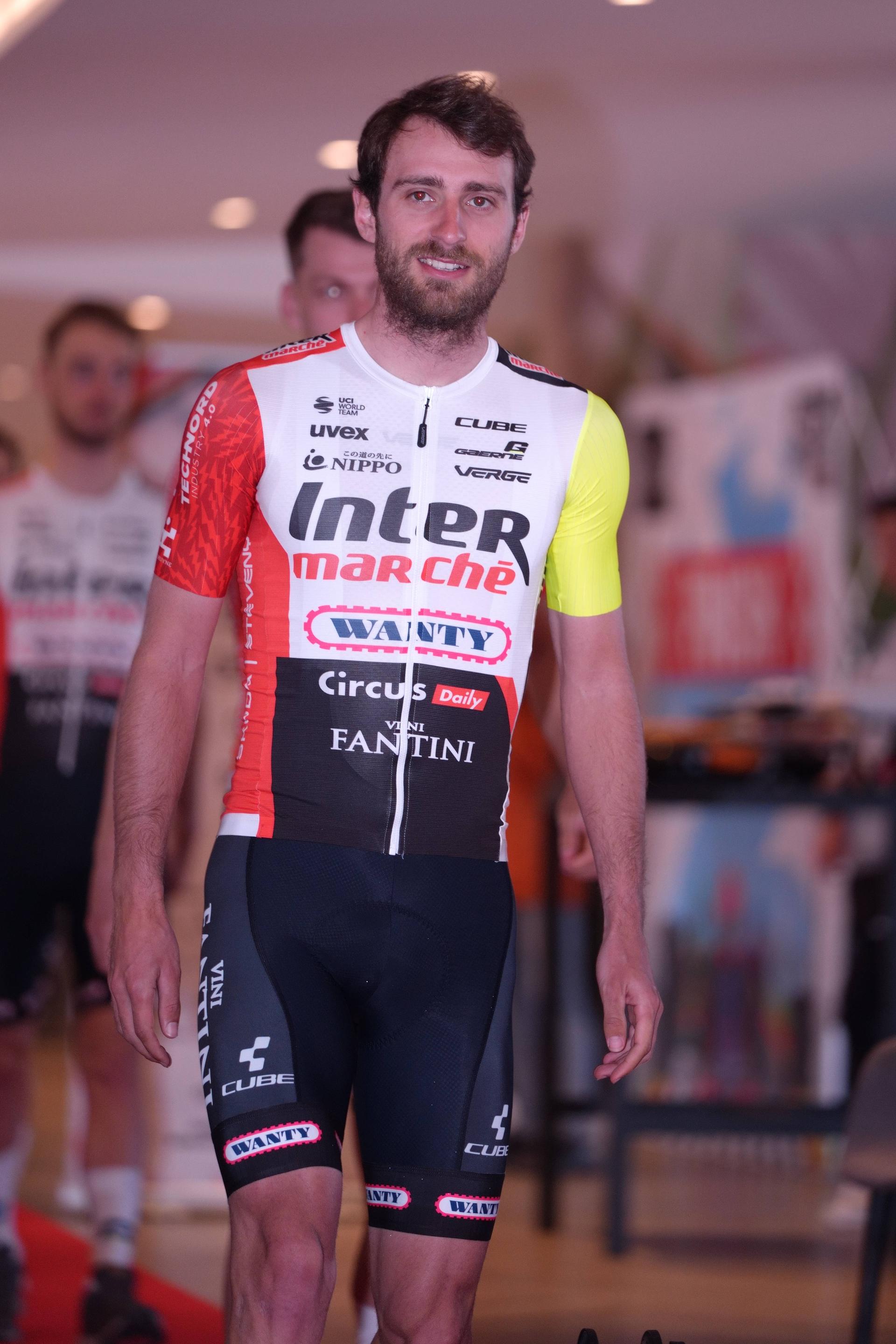 Belgian Kamiel Bonneu of Intermarche-Wanty pictured during the team presentation at the media day of Belgian cycling team Intermarche-Wanty, in Alicante, Spain, Friday 17 January 2025. BELGA PHOTO JOMA GARCIA