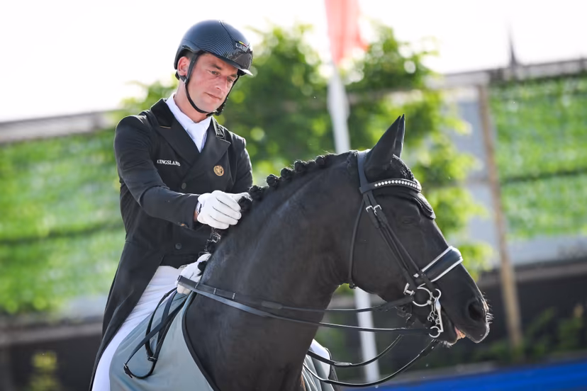 Belgian rider Justin Verboomen and his horse Zonik Plus pictured after the Dressage Nations Cup FEI CDIO4 equestrian event in Koningshooikt, Lier on Saturday 23 May 2026. BELGA PHOTO ELIAS ROM