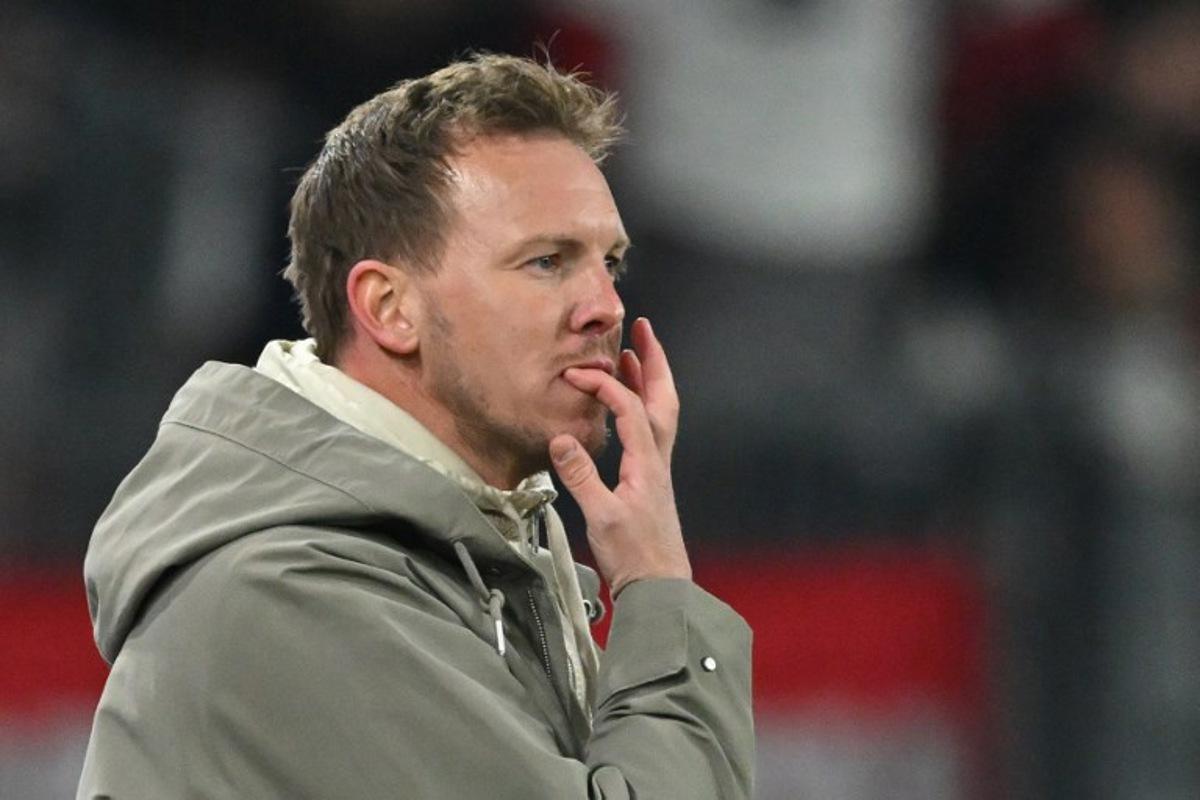 Germany's headcoach Julian Nagelsmann reacts during the international friendly football match between Switzerland and Germany at St. Jakob-Park in Basel, Switzerland on March 27, 2026. Fabrice COFFRINI / AFP