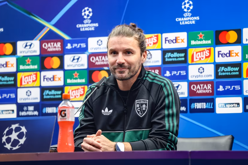 Lens' head coach Yannick Cahuzac pictured during a press conference of French soccer team Racing Club de Lens, Tuesday 20 October 2026 in Brugge. The team is preparing for the third game in the UEFA Champions League league phase against Club Brugge tomorrow. BELGA PHOTO BRUNO FAHY
