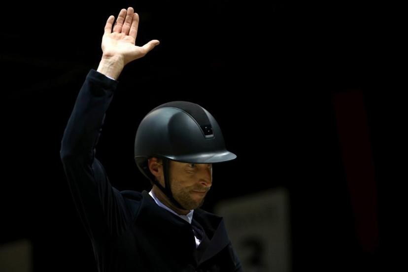 Belgian Pieter Devos riding Casual DV Z reacts during the FEI World Cup Jumping event at the Parc des Expositions in Bordeaux, south-western France, on February 8, 2025. ROMAIN PERROCHEAU / AFP