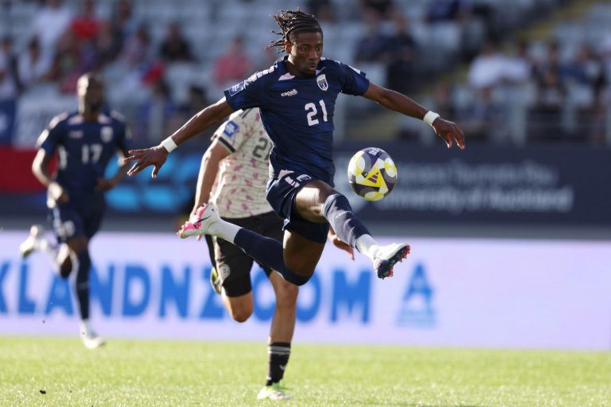 Nuno da Costa of Cape Verde controls the ball during the international friendly football match between Chile and Cape Verde at Eden Park in Auckland on March 27, 2026. Michael Bradley / AFP