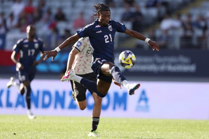 Nuno da Costa of Cape Verde controls the ball during the international friendly football match between Chile and Cape Verde at Eden Park in Auckland on March 27, 2026. Michael Bradley / AFP