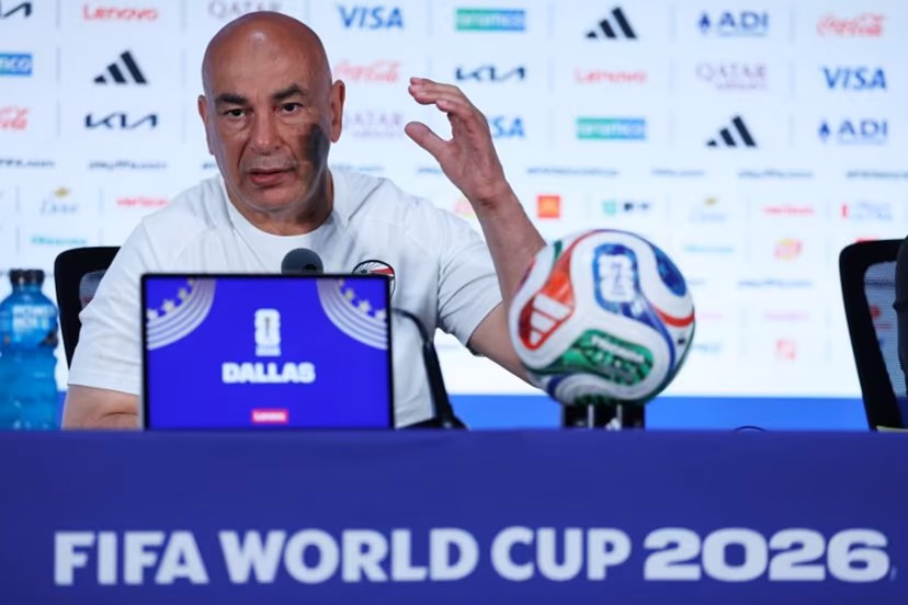 Egypt's head coach Hossam Hassan speaks during a press conference in Dallas, on July 2, 2026, ahead of their match against Australia, during the 2026 World Cup football tournament. Thomas COEX / AFP