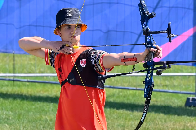 Archery shooter Jarno De Smedt pictured in action during the men's recurve individual 1/16 eliminations archery event at the European Games in Krakow, Poland on Monday 26 June 2023. The 3rd European Games, informally known as Krakow-Malopolska 2023, is a scheduled international sporting event that will be held from 21 June to 02 July 2023 in Krakow and Malopolska, Poland. BELGA PHOTO TEAM BELGIUM