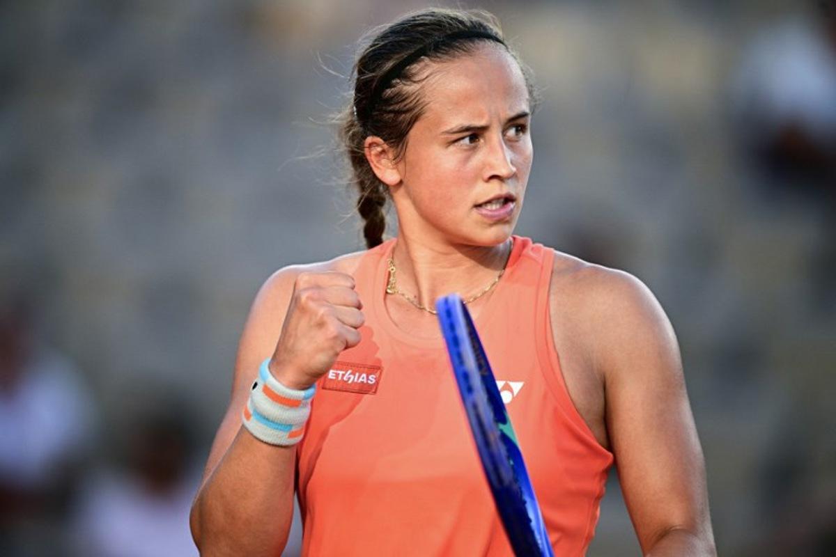Belgium's Hanne Vandewinkel celebrates after winning against US Madison Keys during their women's singles match on day 3 of the French Open tennis tournament on Court Simonne-Mathieu at the Roland-Garros Complex in Paris on May 26, 2026. JULIEN DE ROSA / AFP