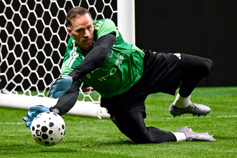 Belgium's goalkeeper Matz Sels pictured during a training session of Belgian national soccer team Red Devils in Atlanta, United States, on Friday 27 March 2026. The team is preparing for tomorrow's friendly match against the United States, in preparation for the 2026 World Cup. BELGA PHOTO DIRK WAEM