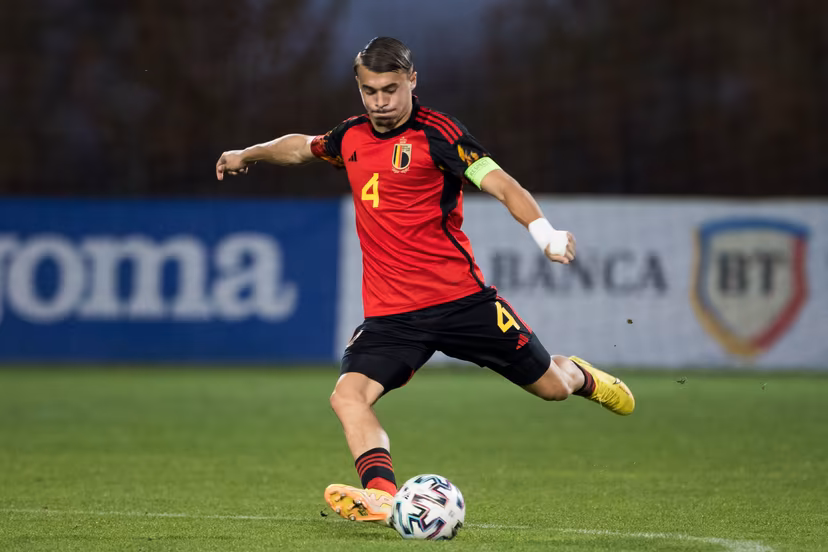 Belgium's Ethan Butera a soccer game between Romania U17 and Belgium U17, Saturday 29 October 2022 in Buftea, Romania, match 2/3 in the qualifications for the 2023 European Championships. BELGA PHOTO NIKOLA KRSTIC