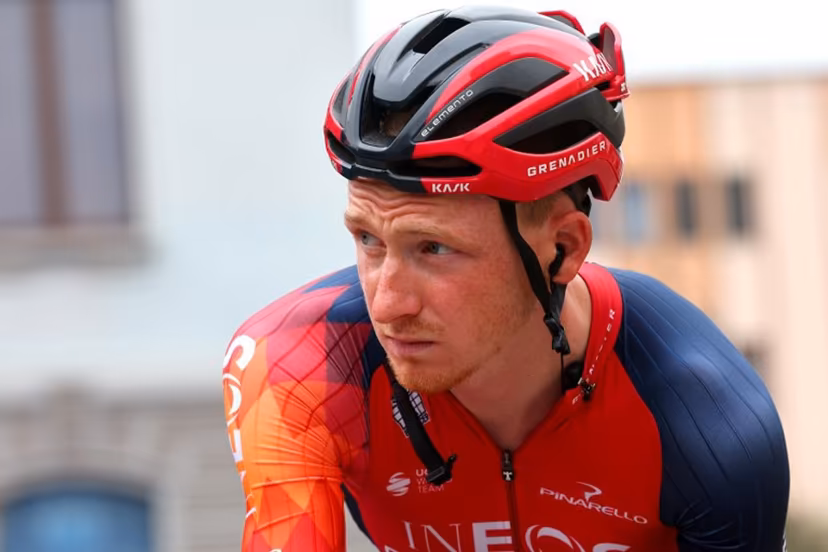 INEOS Grenadiers's British rider Tao Geoghegan Hart arrives prior to the third stage of the Giro d'Italia 2023 cycling race, 216 km between Vasto and Melfi, on May 8, 2023. Luca Bettini / AFP