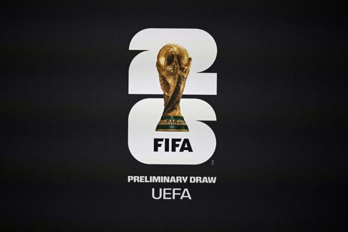 The logo of the European qualifiers for the 2026 Fifa World Cup is pictured ahead of the event at the FIFA headquarters in Zurich, on December 13, 2024. Fabrice COFFRINI / AFP