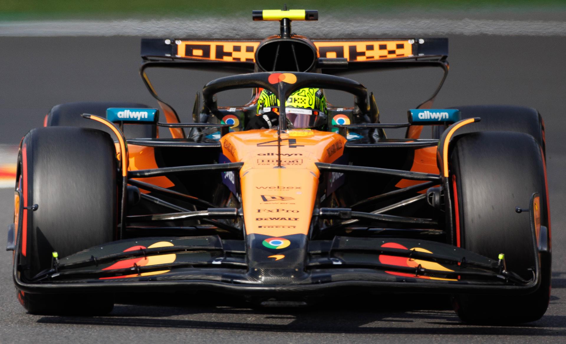 McLaren UK rider Lando Norris pictured during a qualification session ahead of the Grand Prix F1 of Belgium race, in Spa-Francorchamps, Saturday 26 July 2025. The Spa-Francorchamps Formula One Grand Prix takes place this weekend, from July 24th to July 27th. BELGA PHOTO BENOIT DOPPAGNE