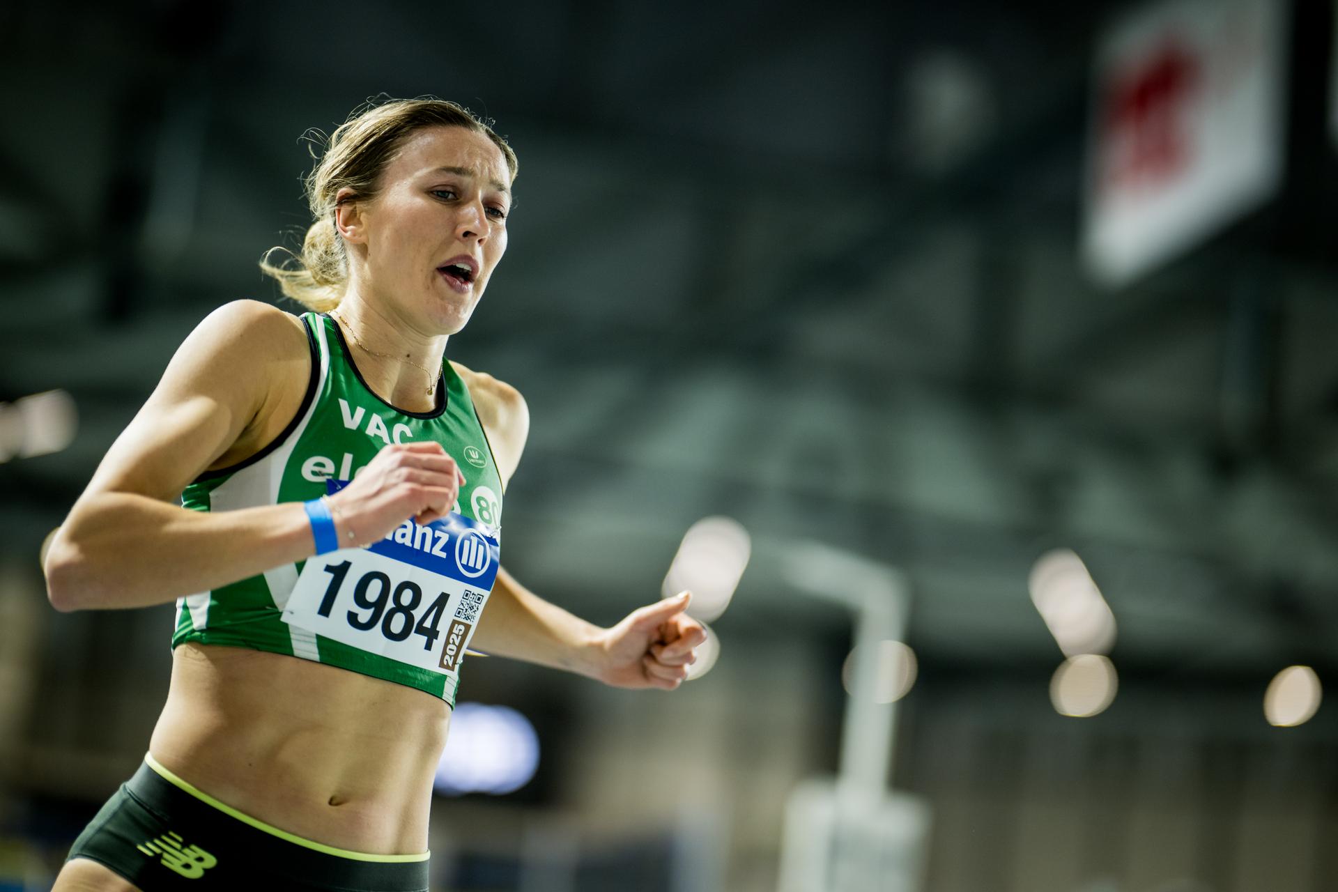 Belgian Paulien Couckuyt pictured in action during the Belgian indoor athletics championships, on Sunday 23 February 2025 in Gent. BELGA PHOTO JASPER JACOBS