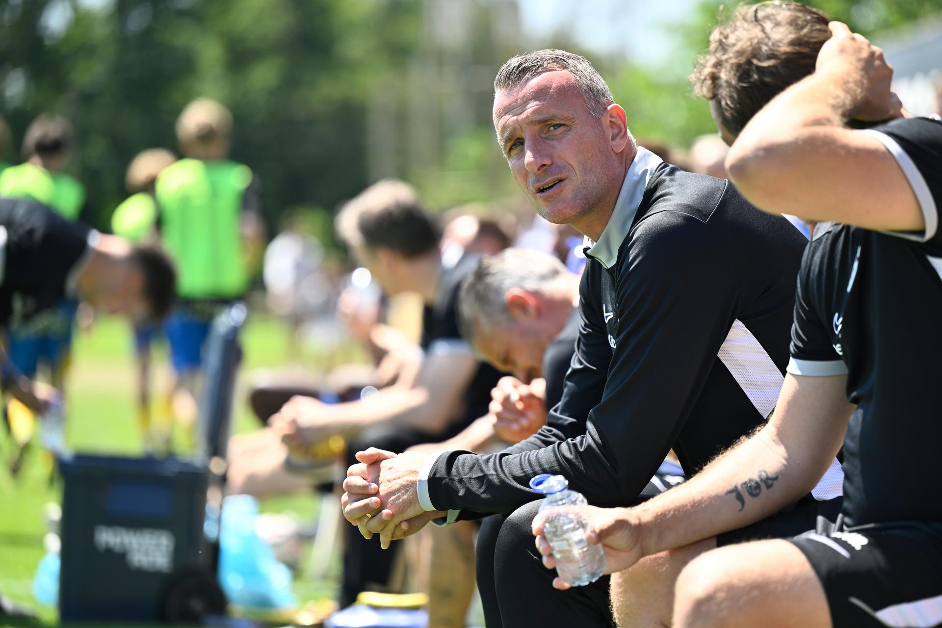 Genk's head coach Nicky Hayen a friendly soccer game between Racing Genk vs Eendracht Termien, on Saturday 04 July 2026 in Leuven, in preparation of the upcoming 2026-2027 Belgian first division soccer season. BELGA PHOTO JOHAN EYCKENS