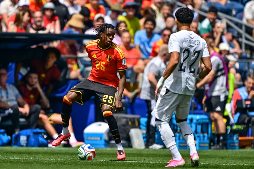 Belgium's Nathan Ngoy pictured in action during a soccer game between Belgian national team Red Devils and Egypt, on Monday 15 June 2026 in Seattle, the first game in the group stage of the FIFA World Cup 2026 in the United States of America. The Diables Rouges - Rode Duivels were drawn into Group G. BELGA PHOTO DIRK WAEM
