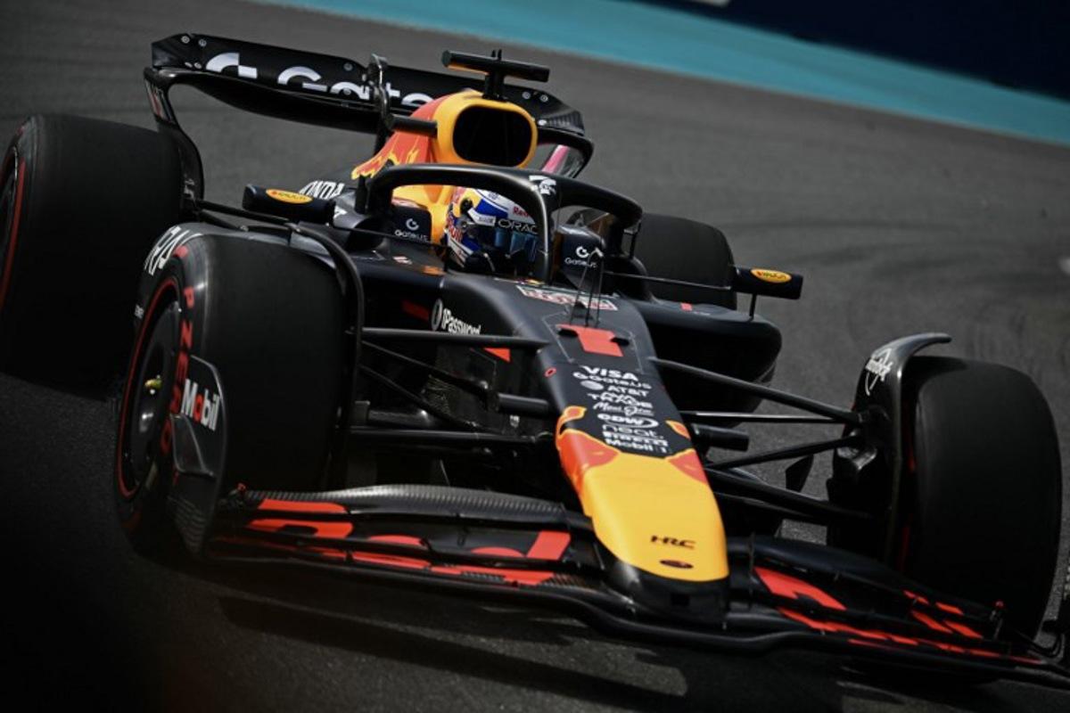 Red Bull Racing's Dutch driver Max Verstappen races during the qualifying session for the 2025 Miami Formula One Grand Prix at Miami International Autodrome in Miami Gardens, Florida, on May 3, 2025. Chandan Khanna / AFP