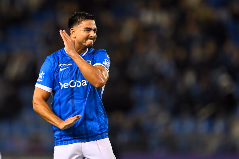 Genk's Jusef Erabi looks dejected during a soccer match between KRC Genk and Royal Antwerp FC, Tuesday 19 May 2026 in Genk, on the ninth day of the Europe Play-offs (PO 2) of the 2025-2026 'Jupiler Pro League' first division of the Belgian championship. BELGA PHOTO JOHAN EYCKENS