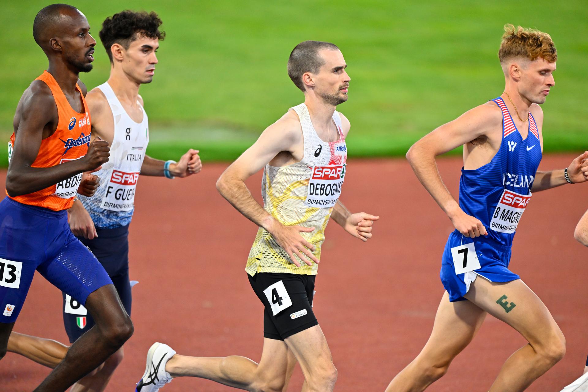 Belgian Simon Debognies pictured in action during the men's 10000m race on the sixth day of the European Athletics Championships (August 10-18) in Birmingham, United Kingdom, on Saturday 15 August 2026. BELGA PHOTO ERIC LALMAND