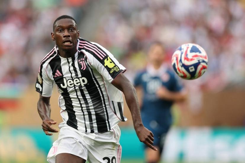 Juventus' French forward #20 Randal Kolo Muani eyes the ball during the FIFA Club World Cup 2025 Group G football match between Italy's Juventus and Morocco's Wydad AC at the Lincoln Financial Field stadium in Philadelphia on June 22, 2025. CHARLY TRIBALLEAU / AFP