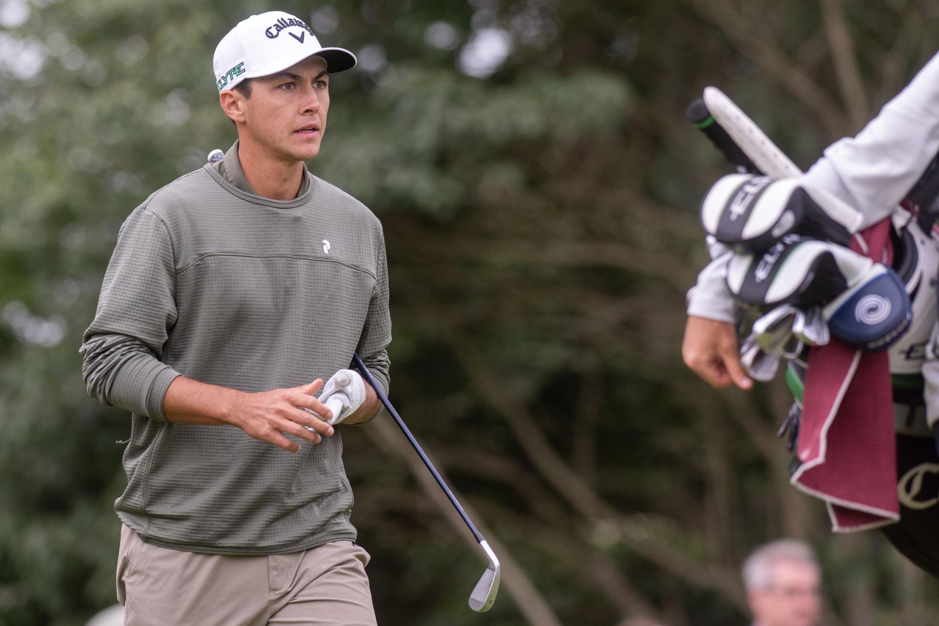 Belgian Matthis Besard pictured in action during the 2025 Soudal Open DP World Tour golf tournament, in Schilde, Wednesday 21 May 2025. From May 22 to 25, Rinkven Golf Club in Schilde will host the fourth edition of the Soudal Open, the Belgian leg of the DP World Tour. BELGA PHOTO JONAS ROOSENS