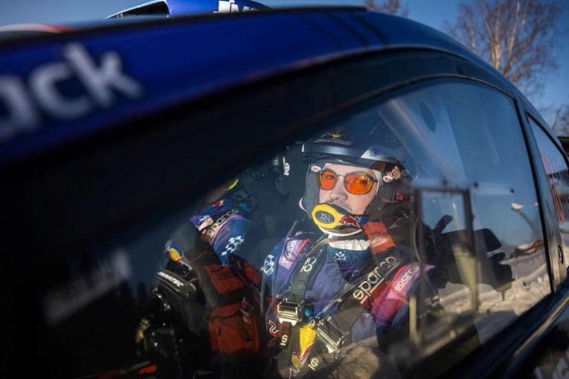 Grégoire Munster of Luxembourg is pictured in his Ford Puma Rally1 prior to the start of the Sarsjoliden, 10th stage of Rally Sweden, second round of the FIA World Rally Championship on February 15, 2025 near Umea, Sweden. Jonathan NACKSTRAND / AFP