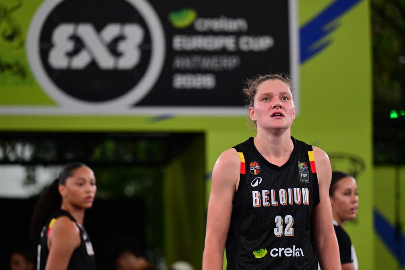 Heleen Nauwelaers pictured during a game between Germany and Belgium, a qualifying game in Pool D at the FIBA 3x3 Europe Cup, on Friday 11 September 2026 in Antwerp. BELGA PHOTO DIRK WAEM