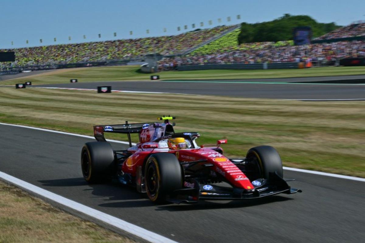 Ferrari's British driver Lewis Hamilton leaves the track during the sprint qualifying session ahead of the Formula One British Grand Prix at the Silverstone motor racing circuit in Silverstone, central England, on July 3, 2026. Andrej ISAKOVIC / AFP