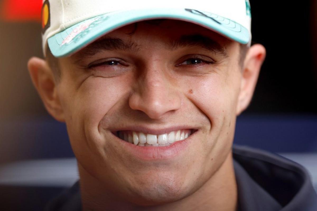 McLaren's British driver Lando Norris smiles during the media day ahead of the Sao Paulo Formula One Grand Prix at the Jose Carlos Pace racetrack, aka Interlagos, in Sao Paulo, Brazil on November 6, 2025. Miguel SCHINCARIOL / AFP