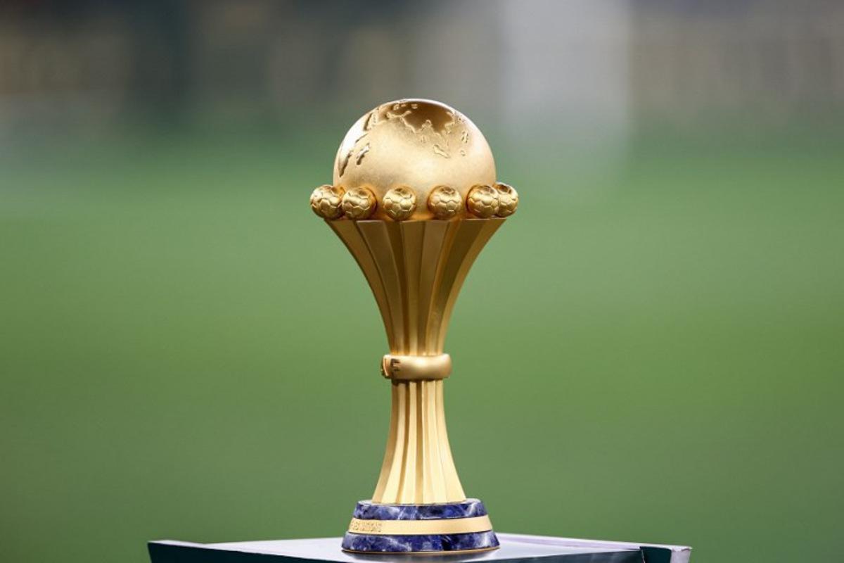 This photograph shows the trophy ahead of the Africa Cup of Nations (CAN) 2024 final football match between Ivory Coast and Nigeria at Alassane Ouattara Olympic Stadium in Ebimpe, Abidjan on February 11, 2024. FRANCK FIFE / AFP