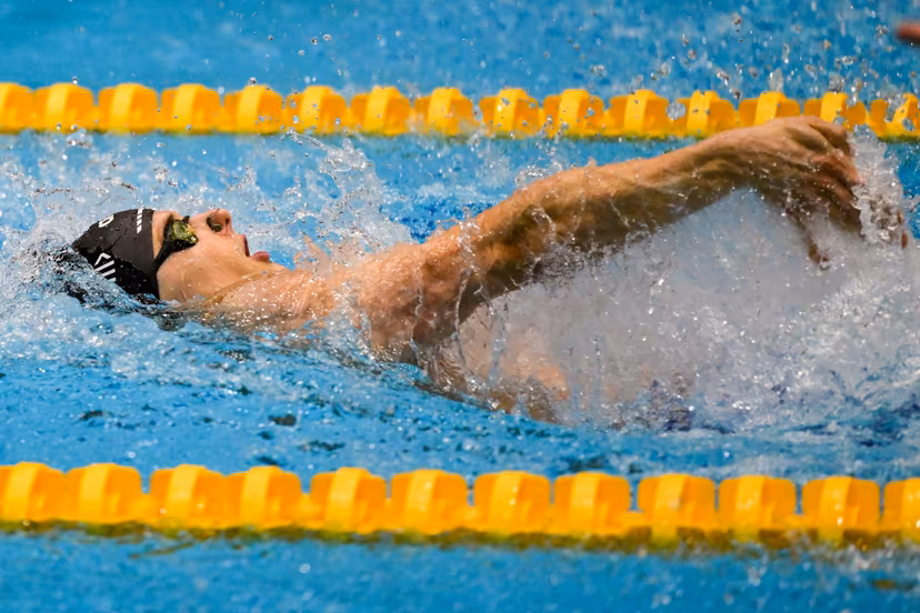 Belgian Noah Verreth pictured in action during the men's 100m backstroke at the Open Belgian Swimming Championships 2026 (15-17/05), in Antwerp, on Sunday 17 May 2026. BELGA PHOTO DAVID PINTENS