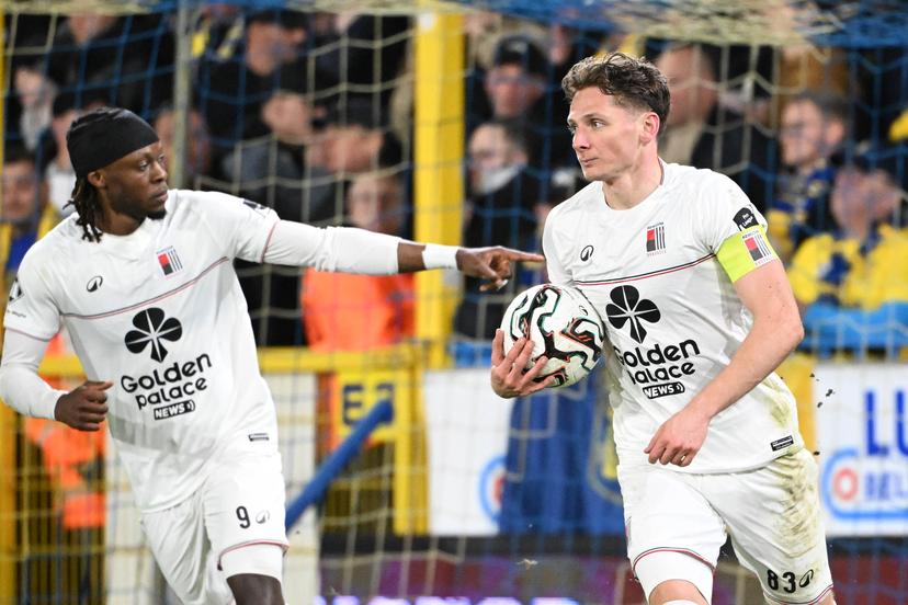 Rwdm's Mats Lemmens celebrates after and scoring the 3-2 goal during a soccer game between SK Beveren and RWDM Brussels, Wednesday 11 March 2026 in Beveren, on day 29 of the 2025-2026 'Challenger Pro League' 1B second division of the Belgian championship. BELGA PHOTO MAARTEN STRAETEMANS