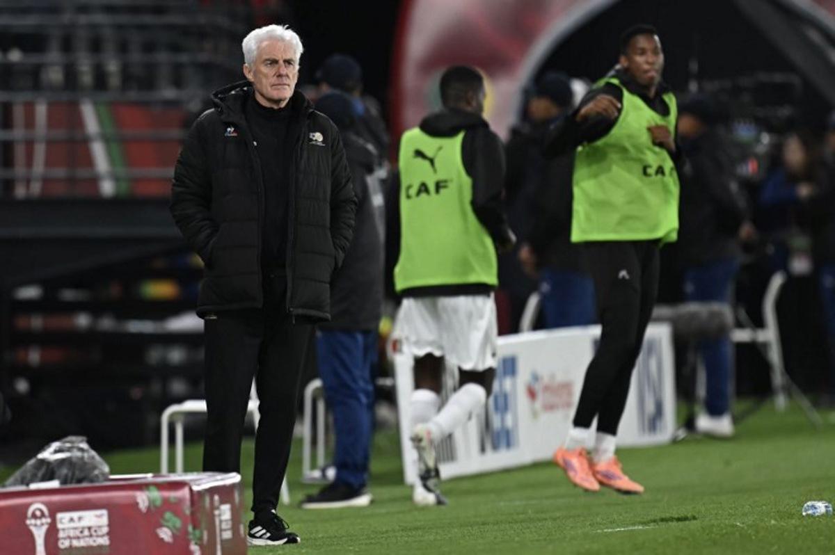 South Africa's head coach Hugo Broos during the Africa Cup of Nations (CAN) round of 16 football match between South Africa and Cameroon at Al Medina Stadium in Rabat on January 4, 2026. Paul ELLIS / AFP